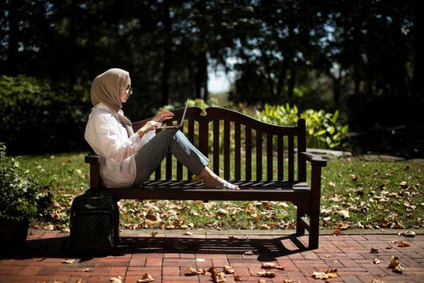 Student on bench