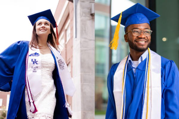 Peyton Schroeder (left) and Jack Nzerhumana (right) are the student speakers for the December 2021 Commencement Ceremonies. 