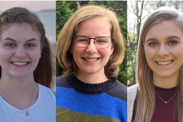 (Left to right) 2021 Goldwater Scholars Kayli Bolton, Zoe Hert and Carly Karrick.