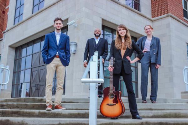 (From left to right) Patrick Huckleberry, Patrick Walker (faculty), Ashley Watkins and Aisley Stuebs. Not featured are Madelyn Buckingham and Taylor McDaniels because they have graduated since the May 2020 course. 