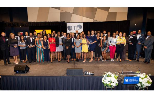 The 29th annual Lyman T. Johnson Torch of Excellence Awards Banquet was held Oct. 11 at the Gatton Student Center. Winners posed for a photo after the ceremony. 