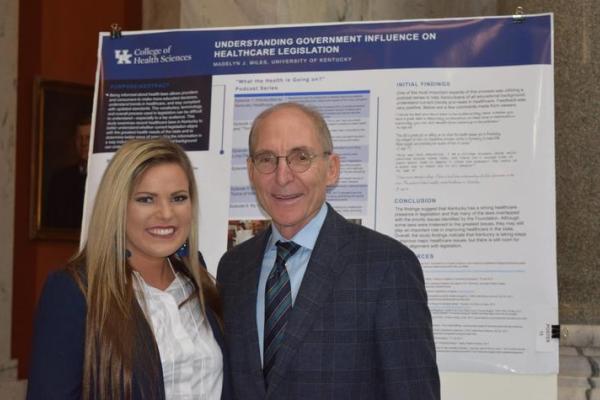 UK President Eli Capilouto with student researcher Madelyn Miles at the 2018 event.