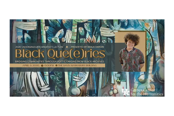 “Black Que(e)ries: Bridging Communities through Poetic Origins from Black Archives” will be presented Thursday, April 9. 