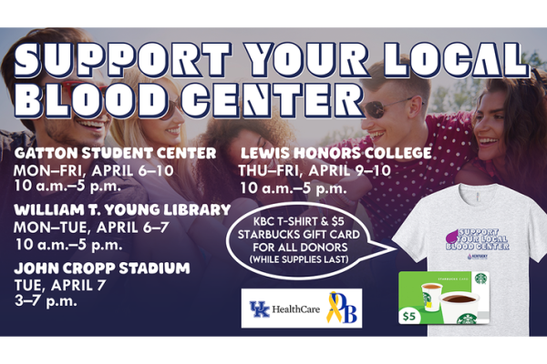 Blood Center drive dates and times.