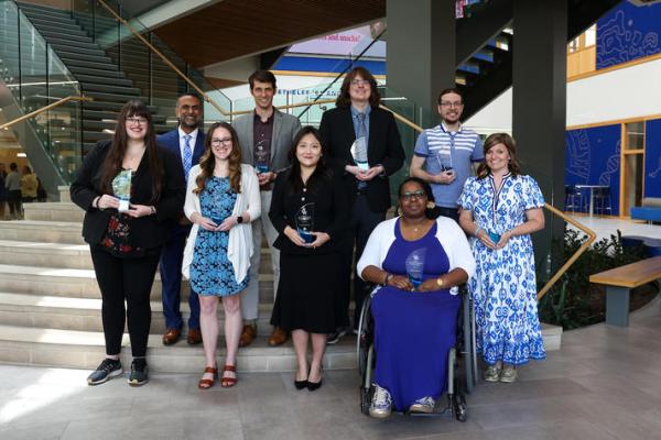 Front row, from left: Faith Hensley, Clara Mitchinson, Yeonjung Kang, Shelita Jackson and Savannah Robin. Back row, from left: Darshak Patel, Ryan Voogt, Alex Farone and Brent Harrison. Not pictured: Edgar Garcia-Velozo. Carter Skaggs | UK Photo