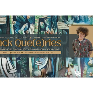 “Black Que(e)ries: Bridging Communities through Poetic Origins from Black Archives” will be presented Thursday, April 9. 